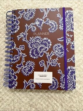 Vera Bradley Brown & Purple Floral Spiral Planner with Elastic Band